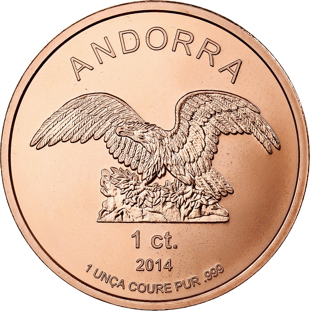 Andorra, medalha, 1 Centime, 1 Unça Coure Pur, 2014, Cobre, MS(65-70)