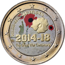 Belgium, 2 Euro, The Great War, Colourized, 2014, Brussels, Bi-Metallic, MS(63)