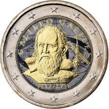 Italia, 2 Euro, Galileo Galilei, Colourized, 2014, Bi-metallico, SPL, KM:New
