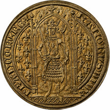 France, Jeton, Reproduction du Franc à Pied, Charles V, Copper-Nickel Gilt, SPL