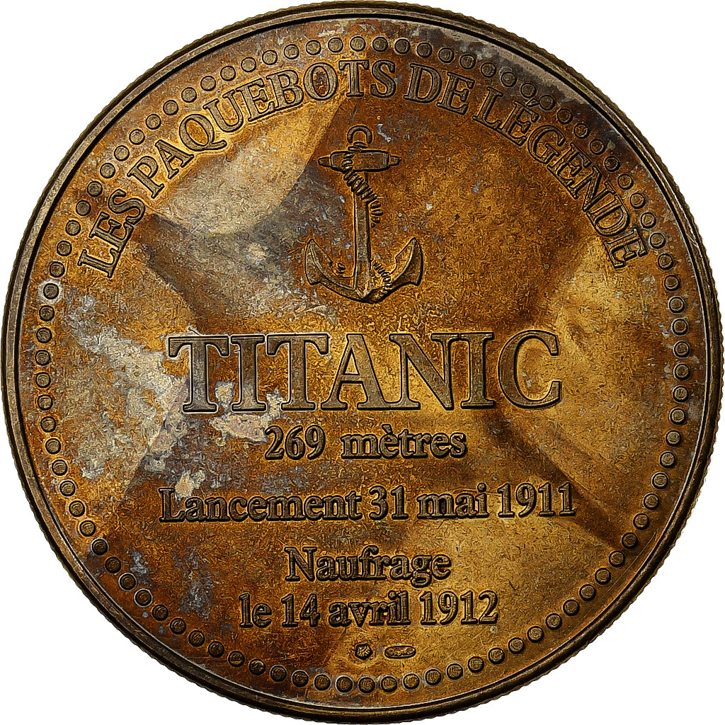 Francia, medalla, Les Paquebots de Légende, Le Titanic, Aluminio y
