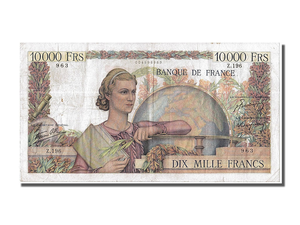 Banknote, France, 10,000 Francs, 10 000 F 1945-1956 ''Génie Français'', 1946