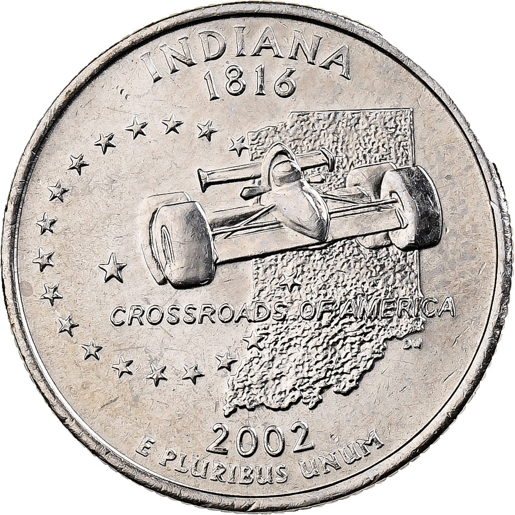 Estados Unidos, Quarter, Indiana, 2002, U.S. Mint, Cobre - níquel recubierto de