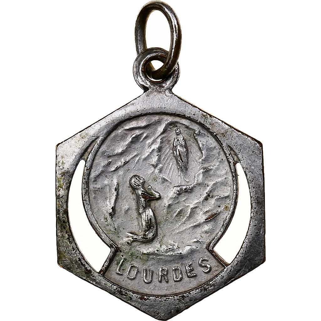 Francia, medaglia, The Virgin, Lourdes, Bronzo argentato, BB