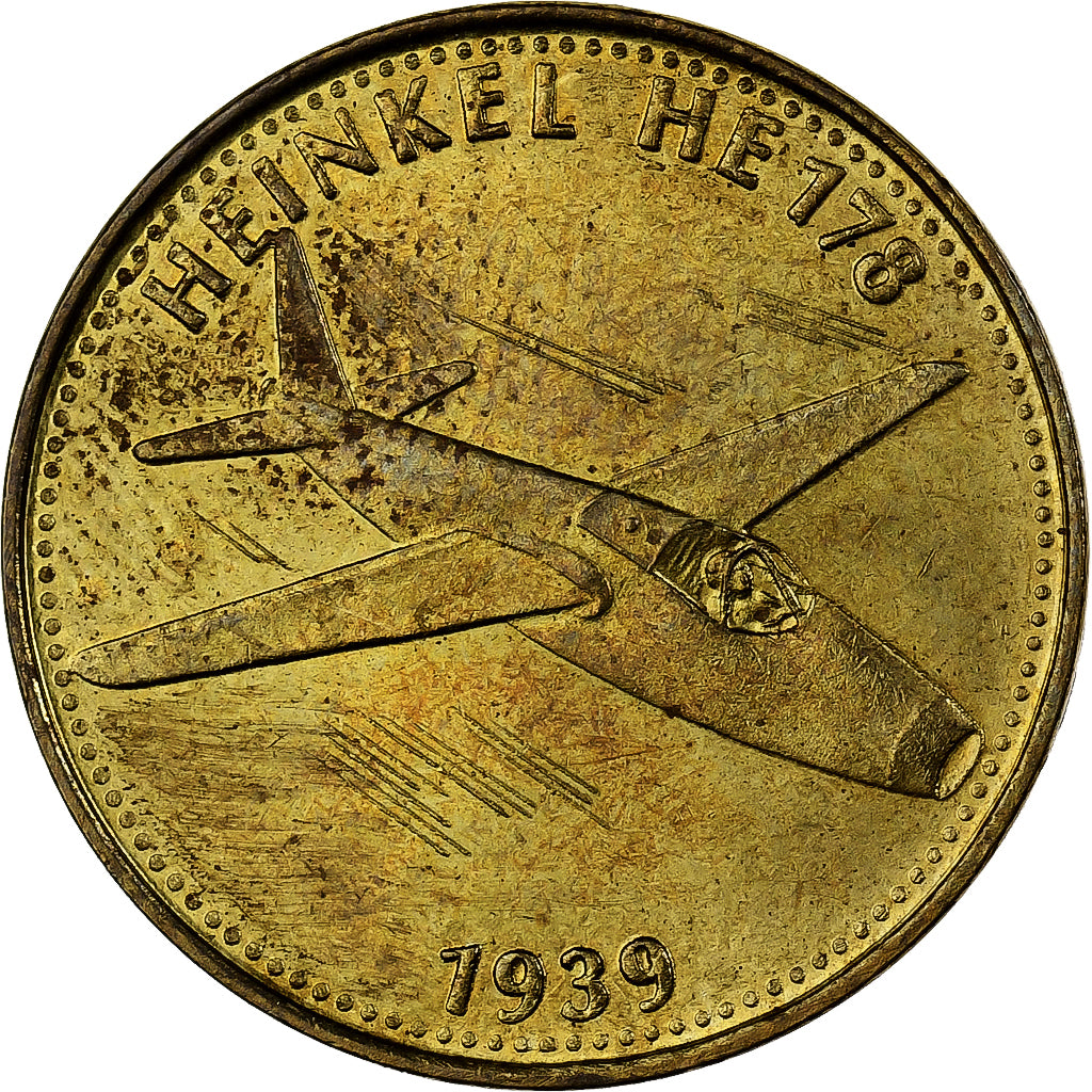 Frankreich, betaalpenning, Collection Shell, Heinkel HE 178, Bronze-Aluminium