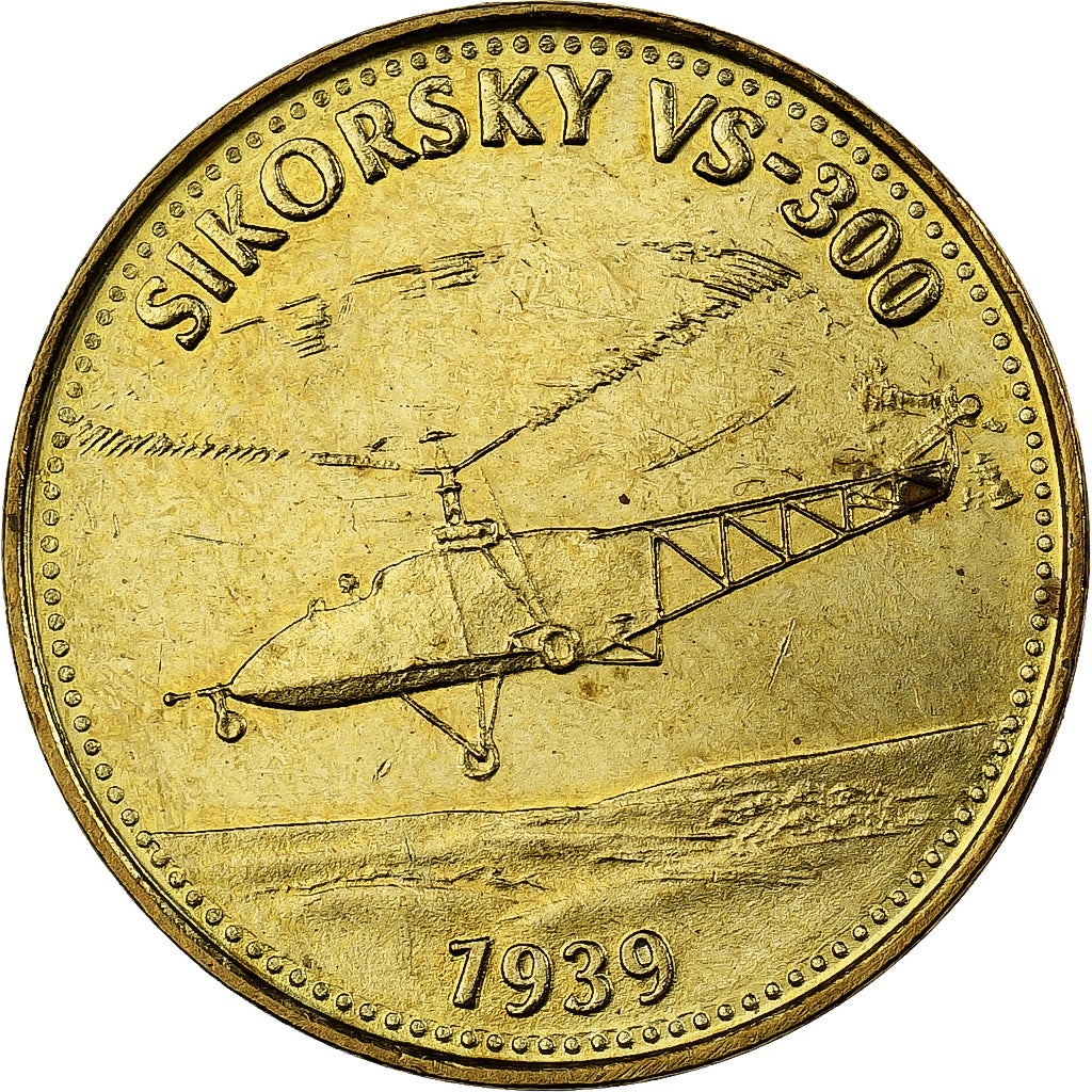 France, Jeton, Collection Shell, Sikorsky VS-300, Bronze-aluminium, SUP