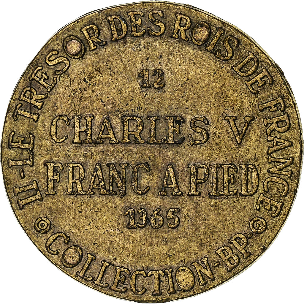 France, Token, Collection BP, Franc à Pied, Charles V, Copper, AU(55-58)
