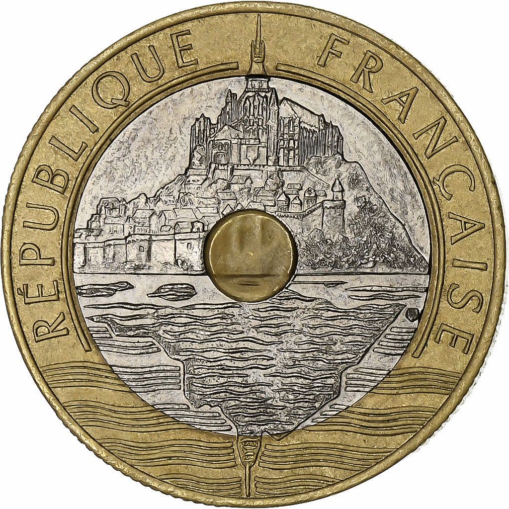 France, 20 Francs, Mont Saint-Michel, 1992, MDP, V Ouvert, 4 Rangées