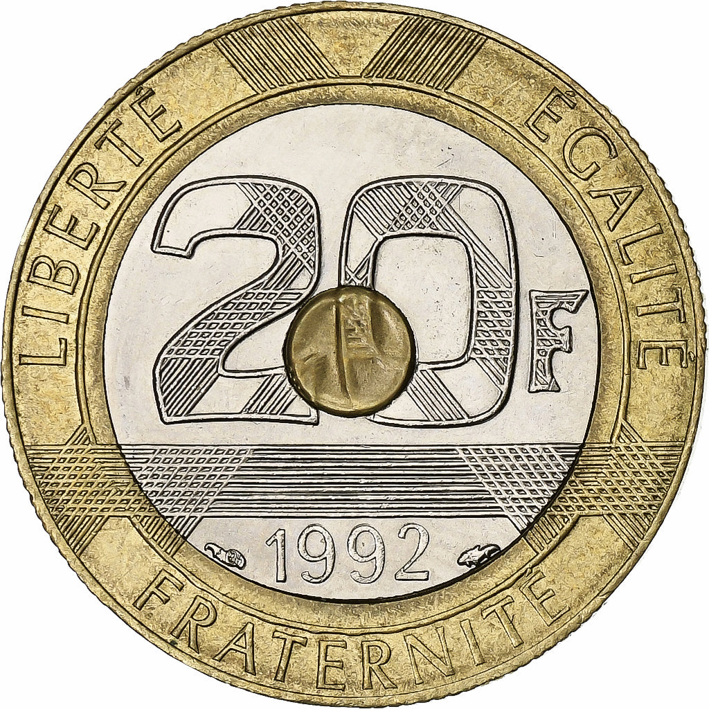 France, 20 Francs, Mont Saint-Michel, 1992, MDP, V Ouvert, 4 Rangées