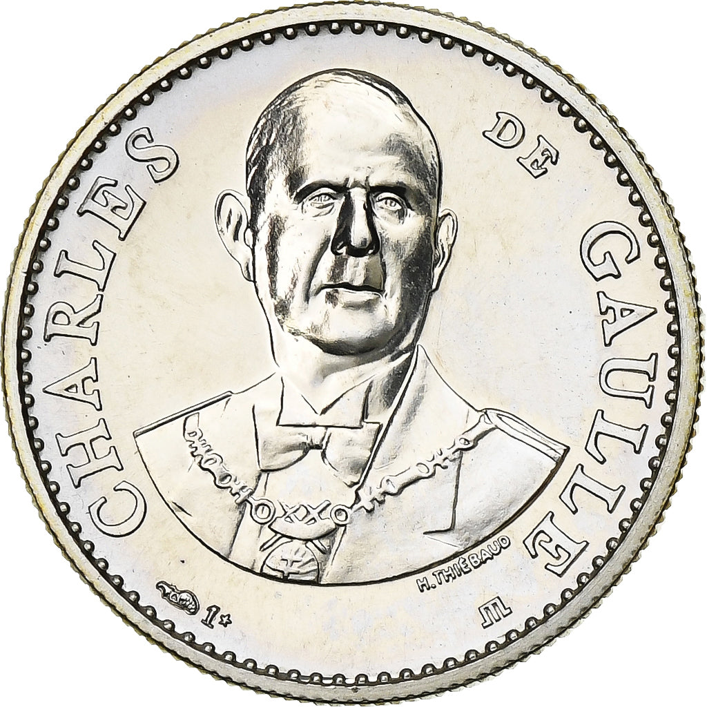 Francia, medaglia, Vème République, Charles De Gaulle, 1988, Argento