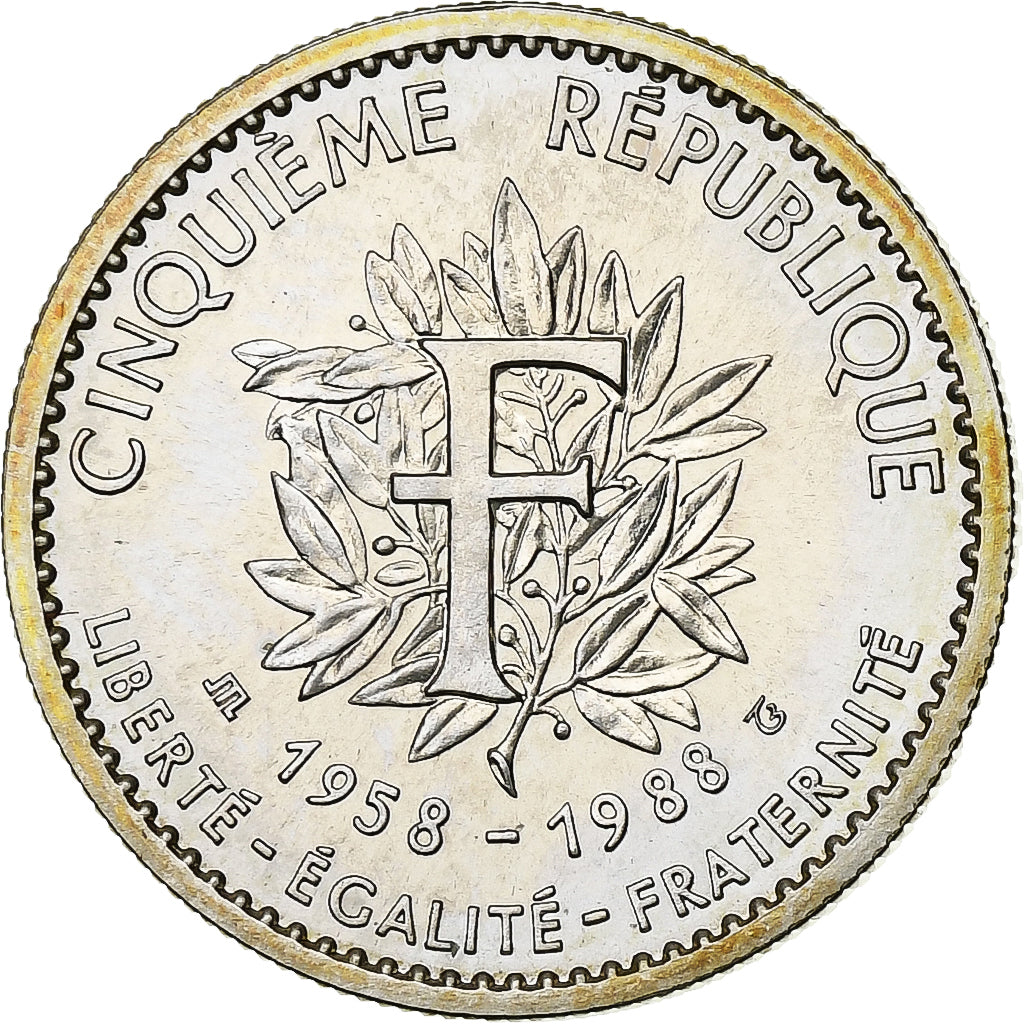 Francia, medaglia, Vème République, Charles De Gaulle, 1988, Argento