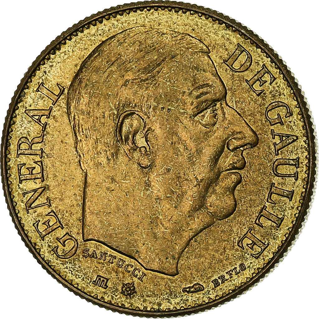 France, Médaille, Général De Gaulle, 1980, Bronze Florentin, Santucci, SPL