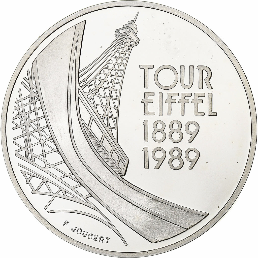 Francia, 5 Francs, Tour Eiffel, 1989, Paris, BE, Argento, SPL+, KM:968a