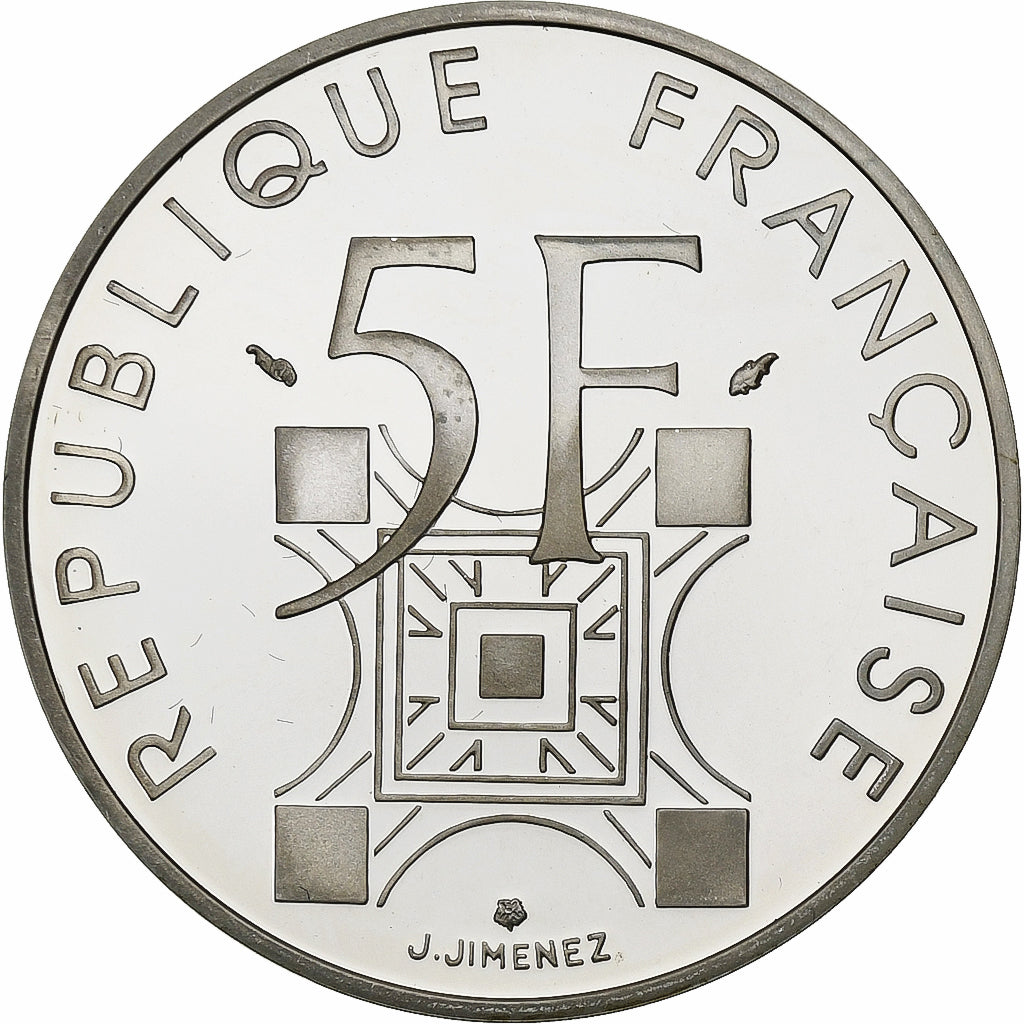 Francia, 5 Francs, Tour Eiffel, 1989, Paris, BE, Argento, FDC, KM:968a