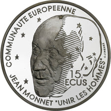 France, 100 Francs-15 Ecus, Jean Monnet, 1992, Proof, Silver, MS(65-70)