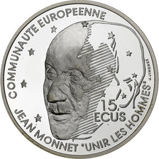 France, 100 Francs-15 Ecus, Jean Monnet, 1992, Proof, Silver, MS(65-70)