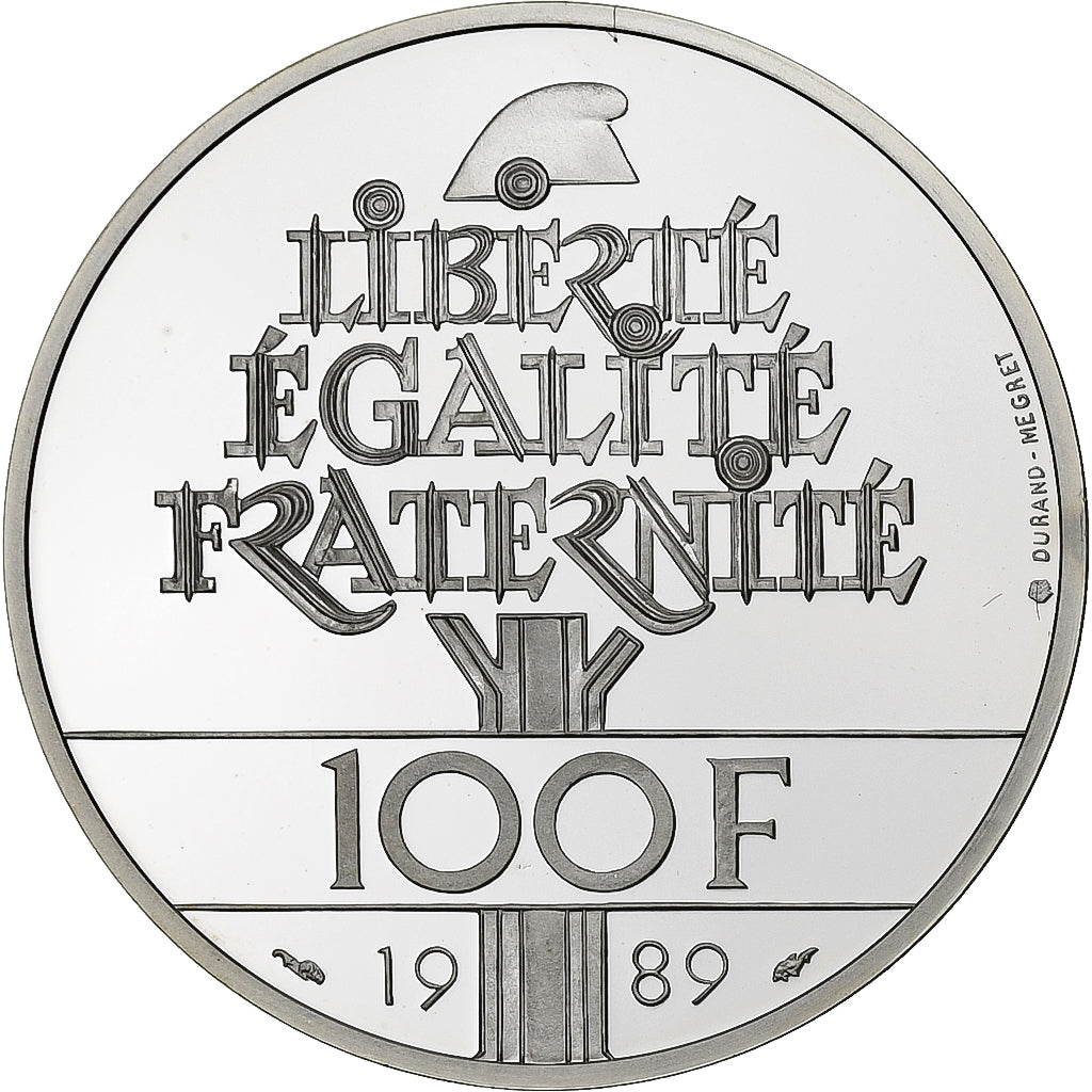 France, 100 Francs, Droits de l'Homme, 1989, Paris, Proof / BE, Silver