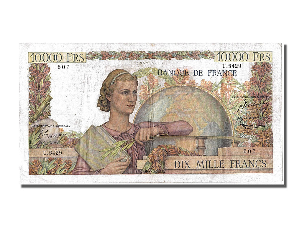 Billet, France, 10,000 Francs, 10 000 F 1945-1956 ''Génie Français'', 1953