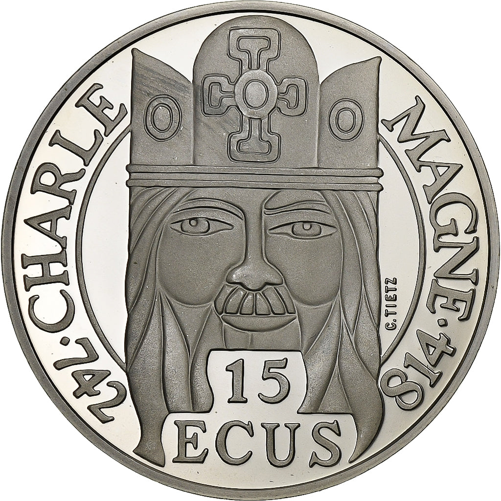 Francia, 100 Francs-15 Ecus, 1990, Paris, Charlemagne, Argento, FDC, KM:989