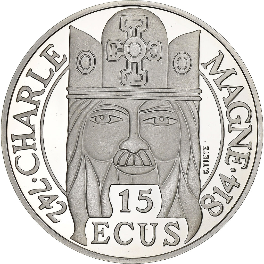 Francia, 100 Francs-15 Ecus, 1990, Paris, Charlemagne, Argento, FDC, KM:989