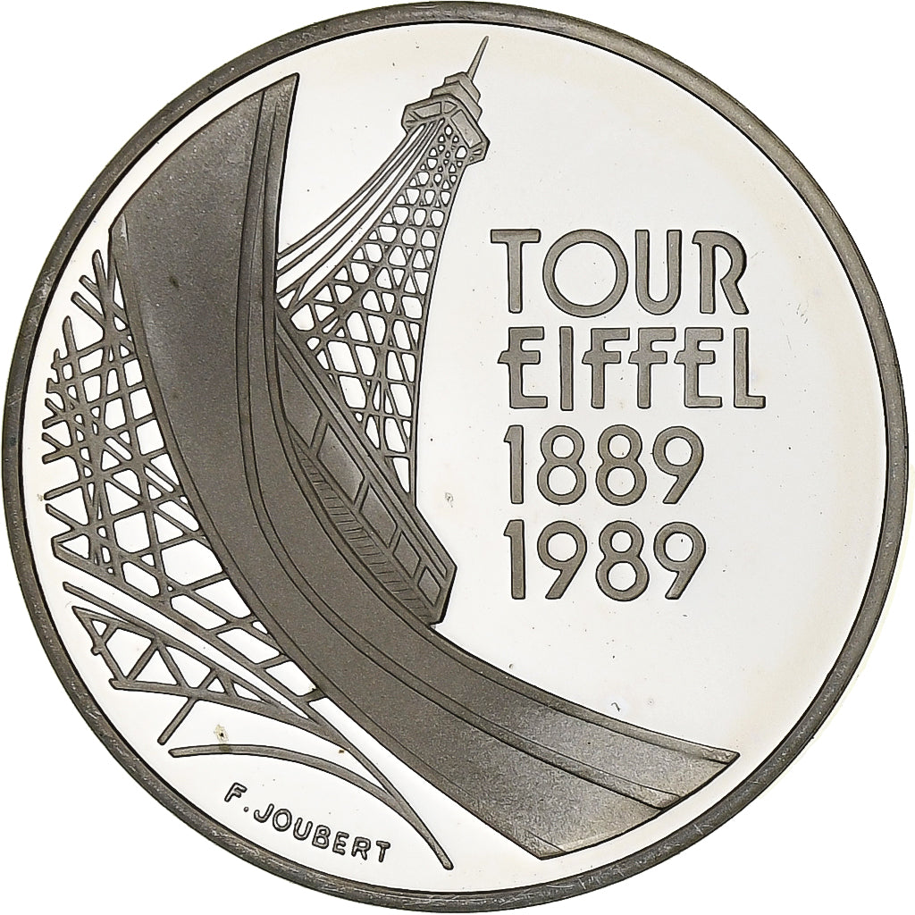 Francia, 5 Francs, Tour Eiffel, 1989, Paris, BE, Argento, FDC, KM:968a