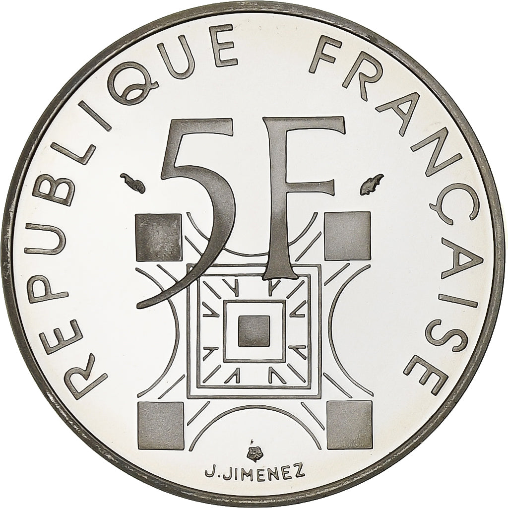 Francia, 5 Francs, Tour Eiffel, 1989, Paris, BE, Argento, FDC, KM:968a