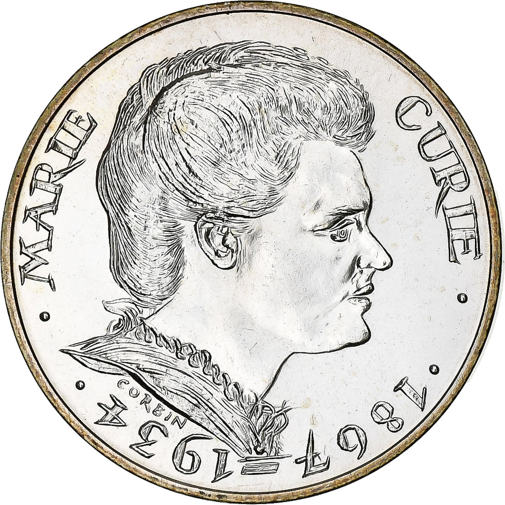 França, 100 Francs, Marie Curie, 1984, Paris, BU, Prata, MS(64), Gadoury:899