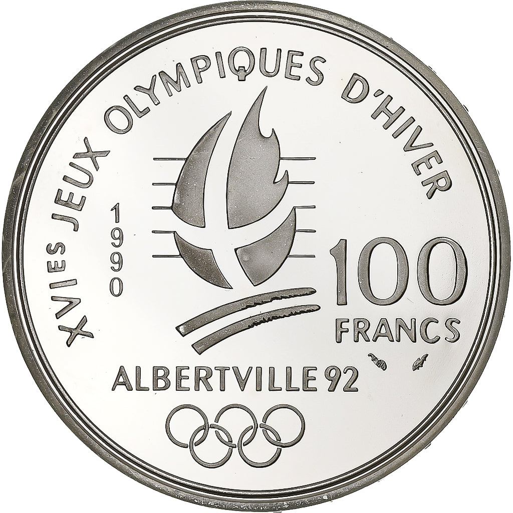 Francia, 100 Francs, Albertville - Free-style Skiing, 1990, MDP, FS, Argento