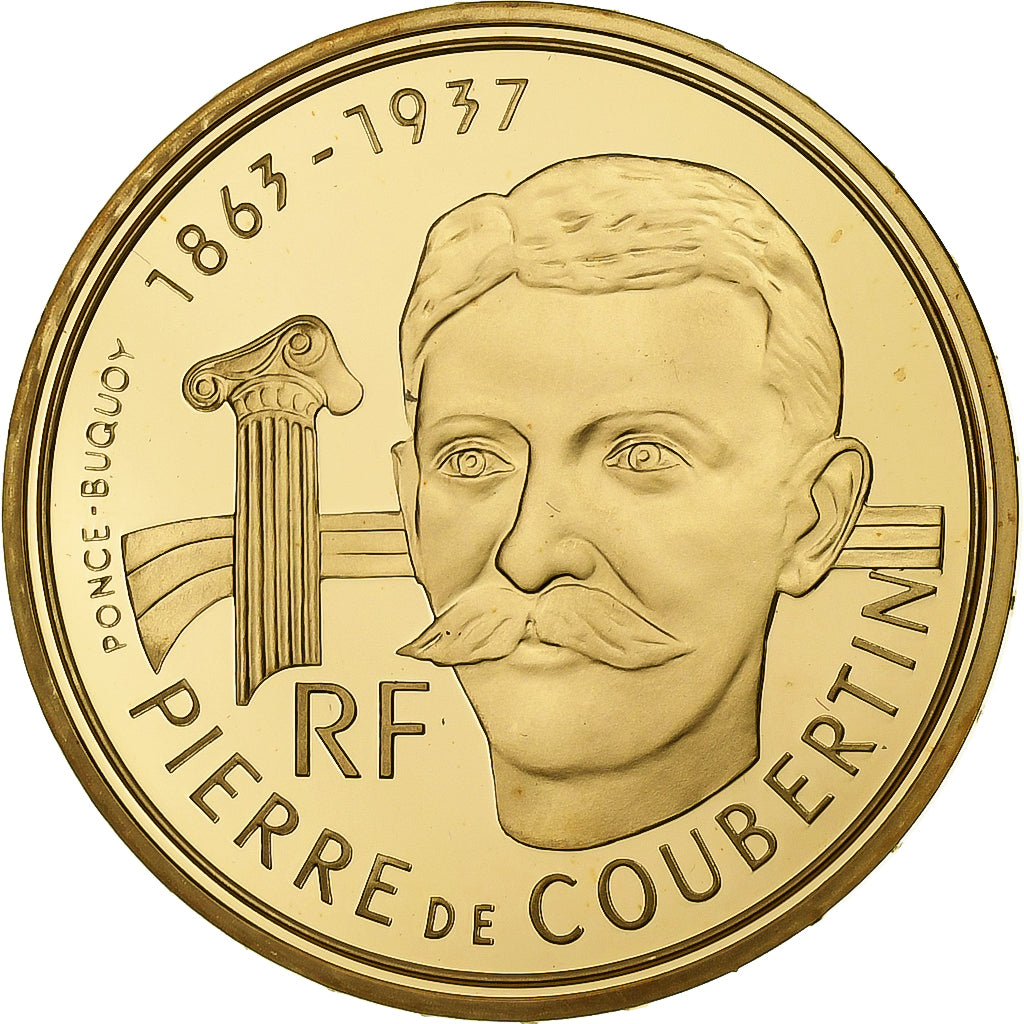 France, Pierre de Coubertin, 500 Francs, 1991, Monnaie de Paris, BE, MS(65-70)