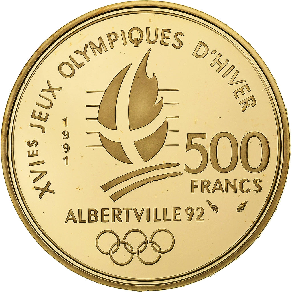 France, Pierre de Coubertin, 500 Francs, 1991, Monnaie de Paris, BE, MS(65-70)
