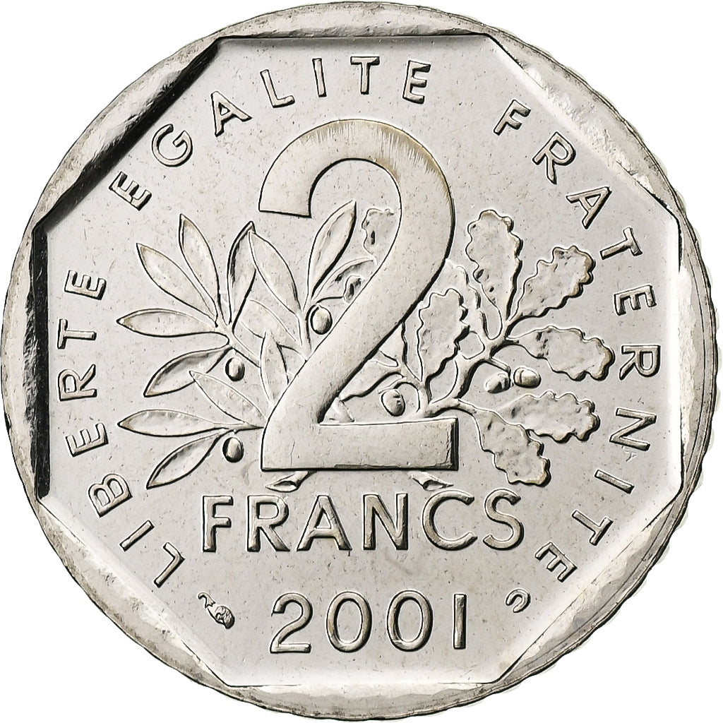 Francia, Semeuse, 2 Francs, 2001, Paris, Série FDC.BU, FDC, Nichel, KM:942.2