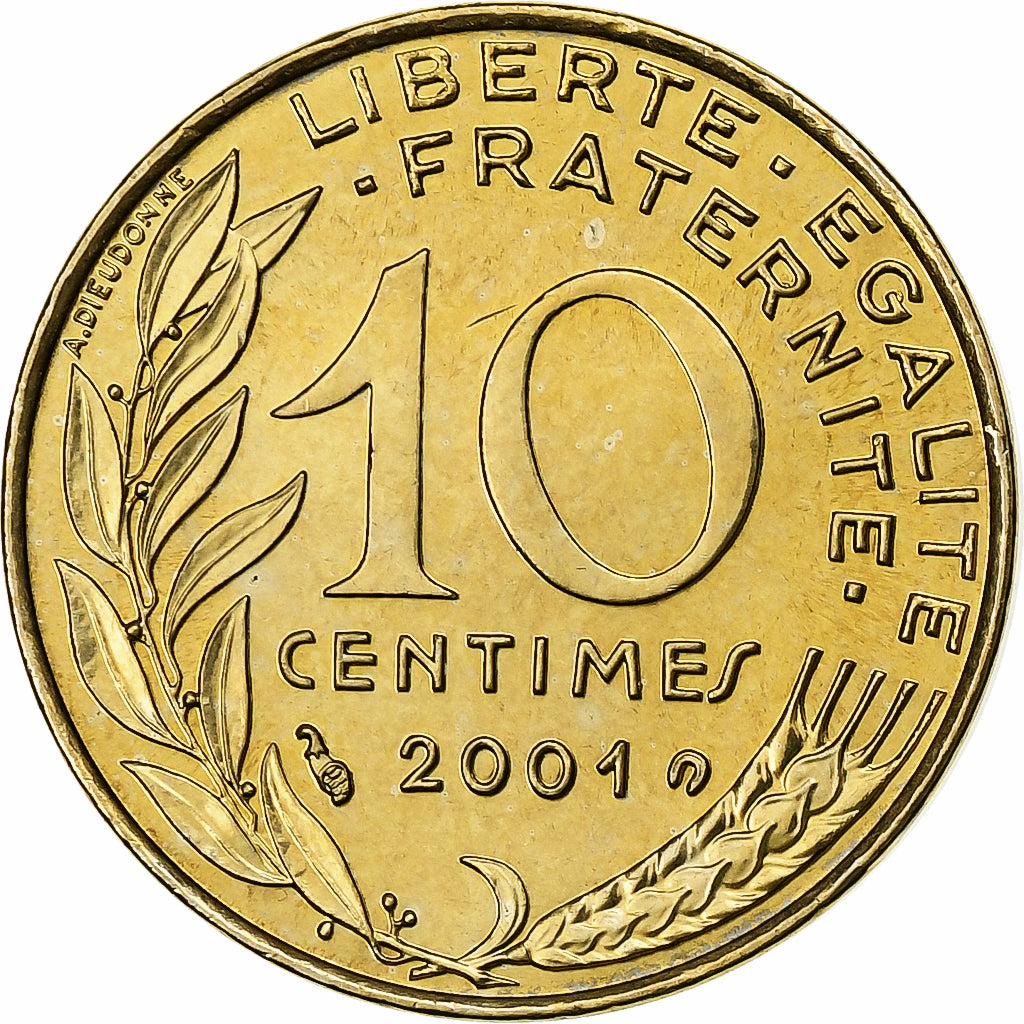 France, Marianne, 10 Centimes, 2001, Paris, Série FDC.BU, FDC
