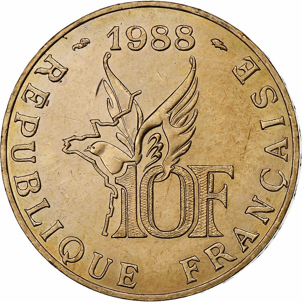França, 10 Francs, Roland Garros, 1988, Paris, FDC, Alumínio-Bronze, MS(64)