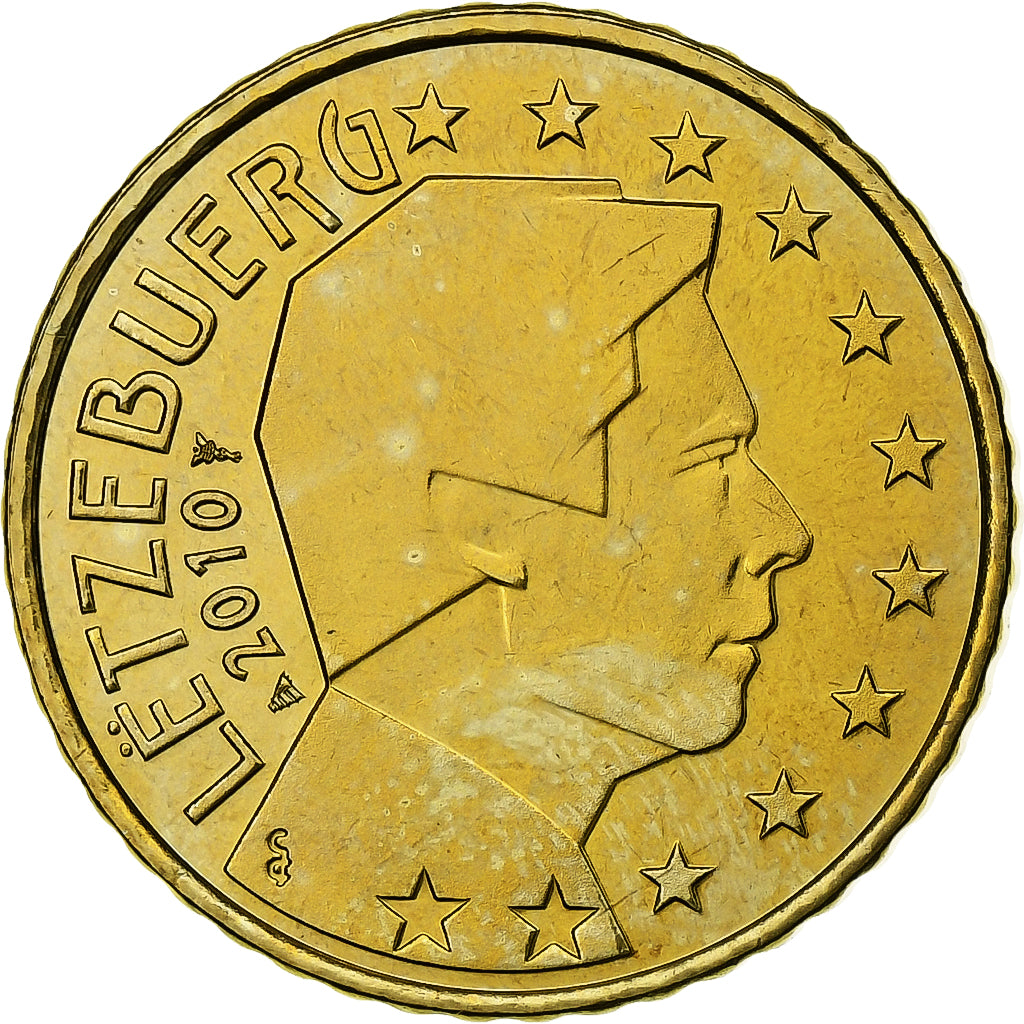 Luxemburgo, 50 Euro Cent, 2010, MS(65-70), Latão, KM:91