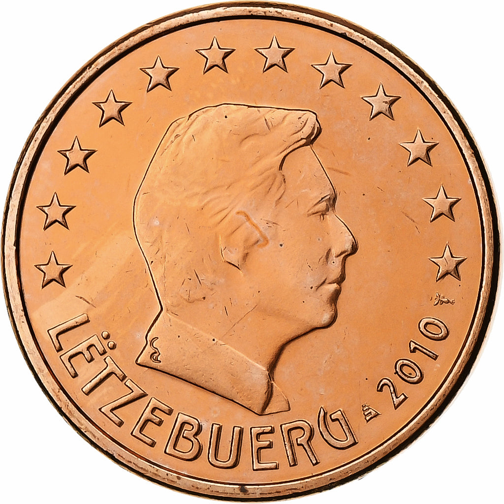 Luxemburgo, 5 Euro Cent, 2010, MS(65-70), Aço Cromado a Cobre, KM:77