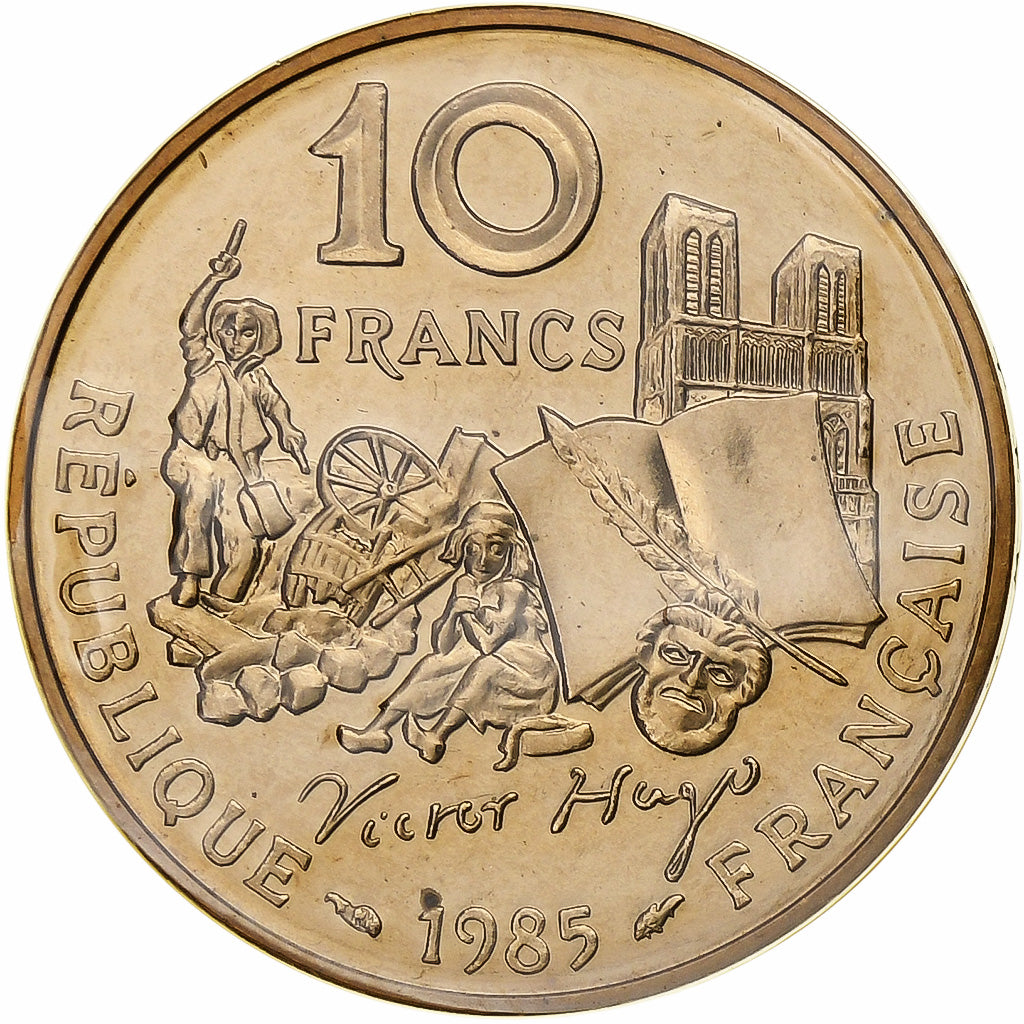 Moeda, França, Victor Hugo, 10 Francs, 1985, Paris, MS(65-70), Níquel-Bronze
