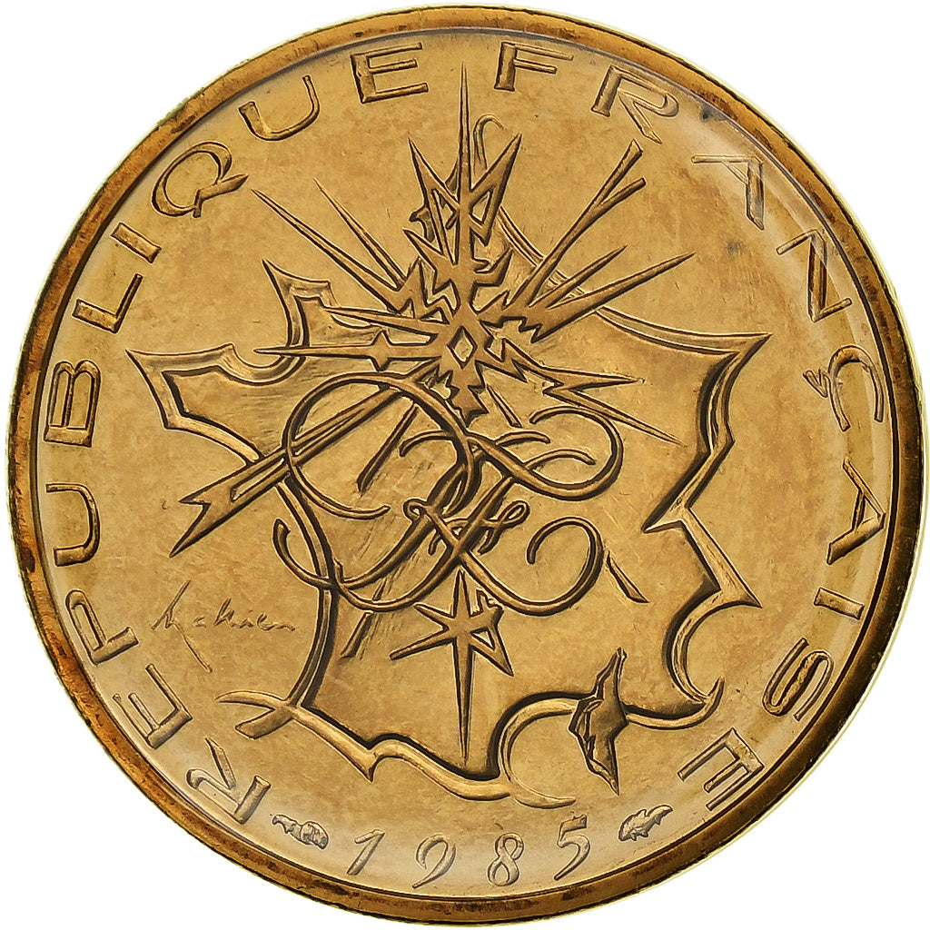 Moneta, Francja, Mathieu, 10 Francs, 1985, Paris, MS(65-70), Mosiądz niklowy