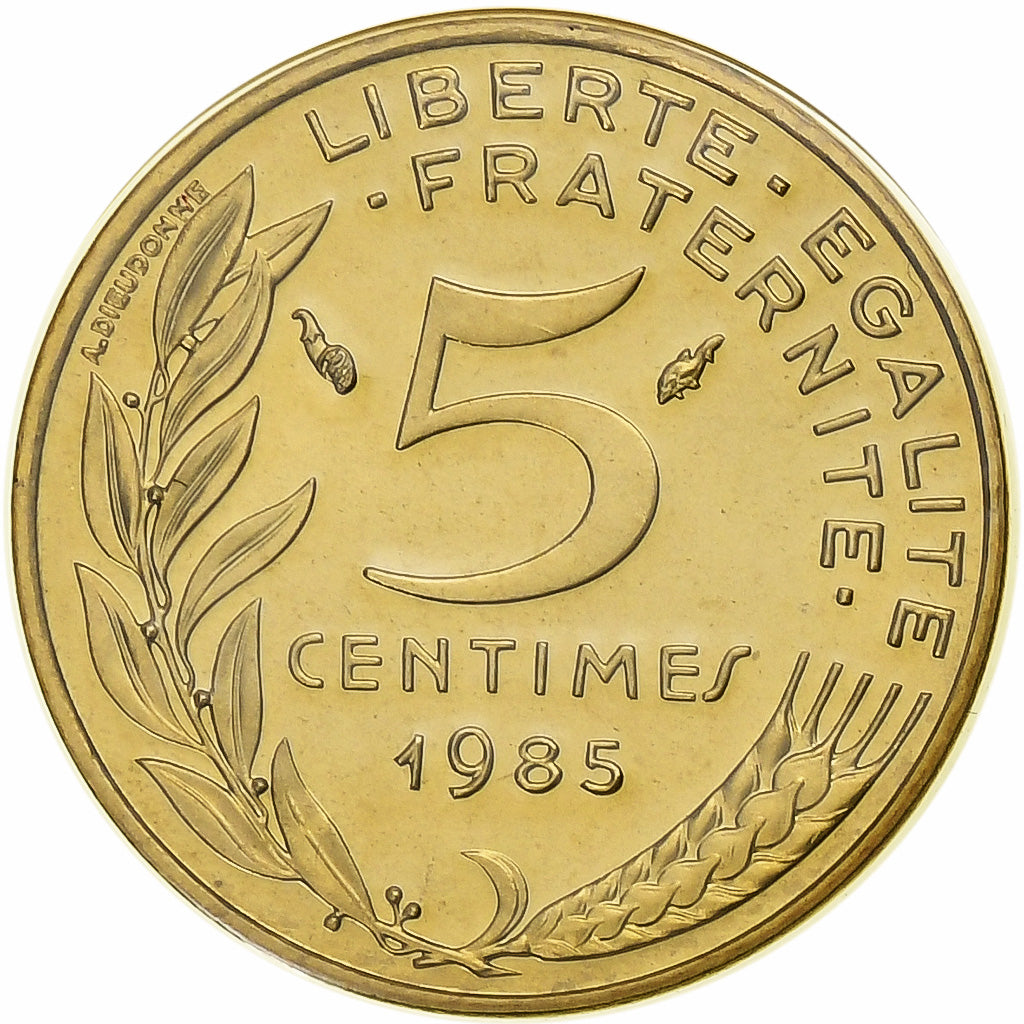 Moneta, Francia, Marianne, 5 Centimes, 1985, Paris, FDC, Alluminio-bronzo