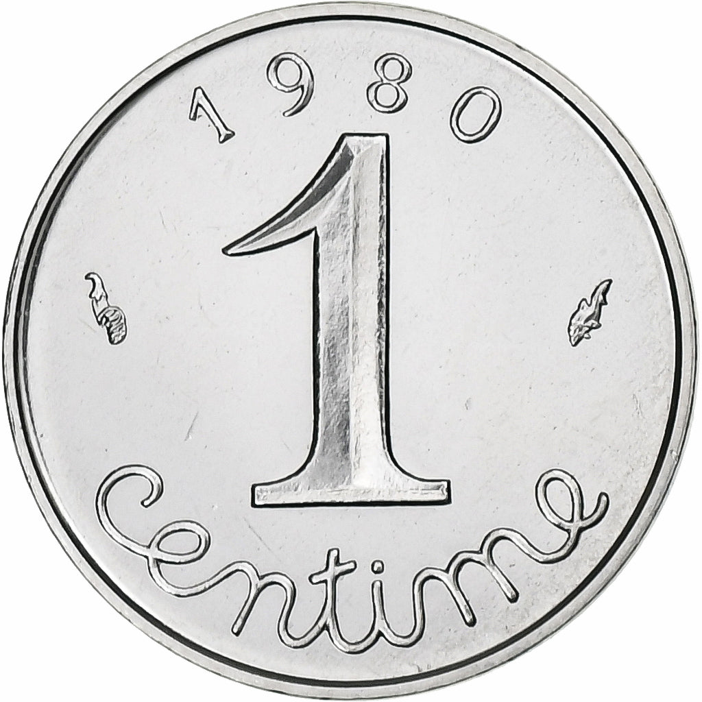 France, 1 Centime, Épi, 1980, Paris, série FDC, Stainless Steel, MS(65-70)