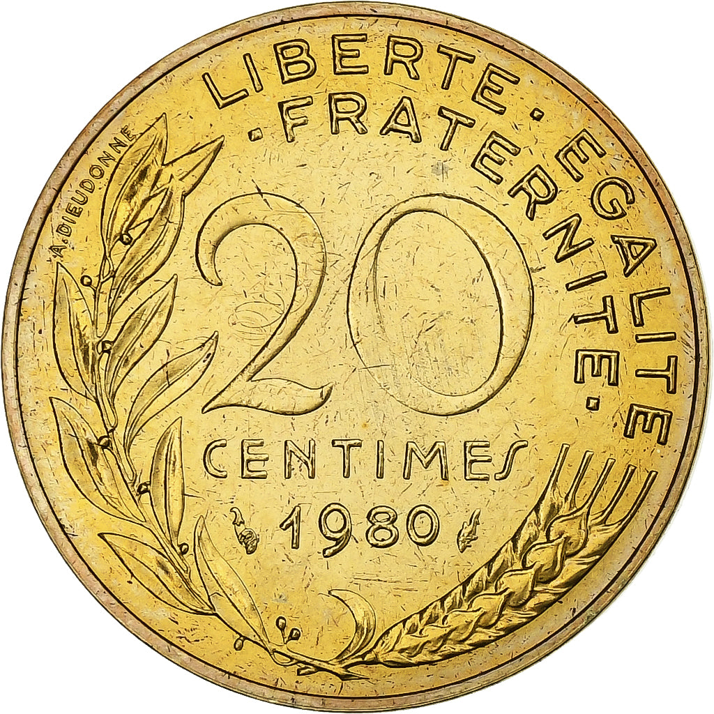 Frankrijk, Marianne, 20 Centimes, 1980, Paris, série FDC, FDC, Aluminum-Bronze