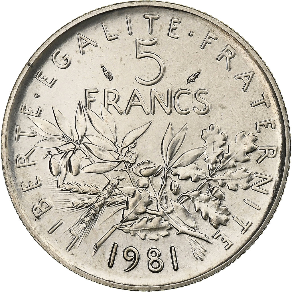Francia, 5 Francs, Semeuse, 1981, Paris, série FDC, Cupronickel, FDC