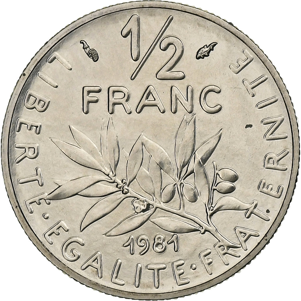 France, 1/2 Franc, Semeuse, 1981, Paris, série FDC, Nickel, MS(65-70)