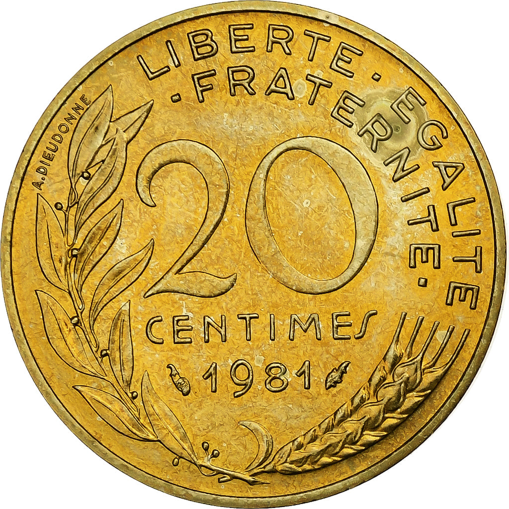France, 20 Centimes, Marianne, 1981, Paris, série FDC, Bronze-Aluminium, SPL+