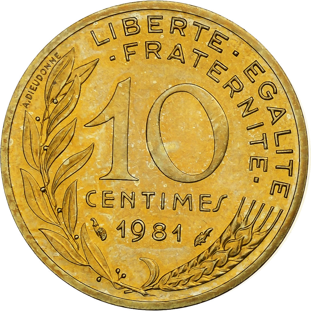 Moneda, Francia, Marianne, 10 Centimes, 1981, Paris, série FDC, FDC, Aluminio -