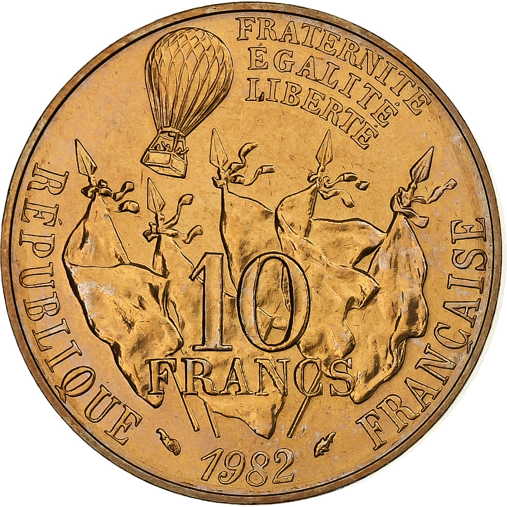 Moneda, Francia, Gambetta, 10 Francs, 1982, Paris, série FDC, FDC, Cobre -