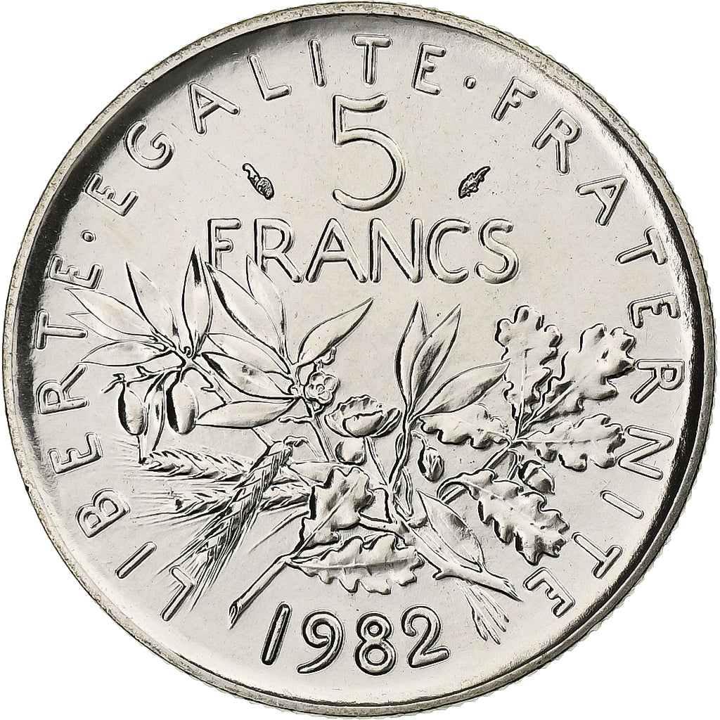 Moneta, Francia, Semeuse, 5 Francs, 1982, Paris, FDC, Nichel placcato