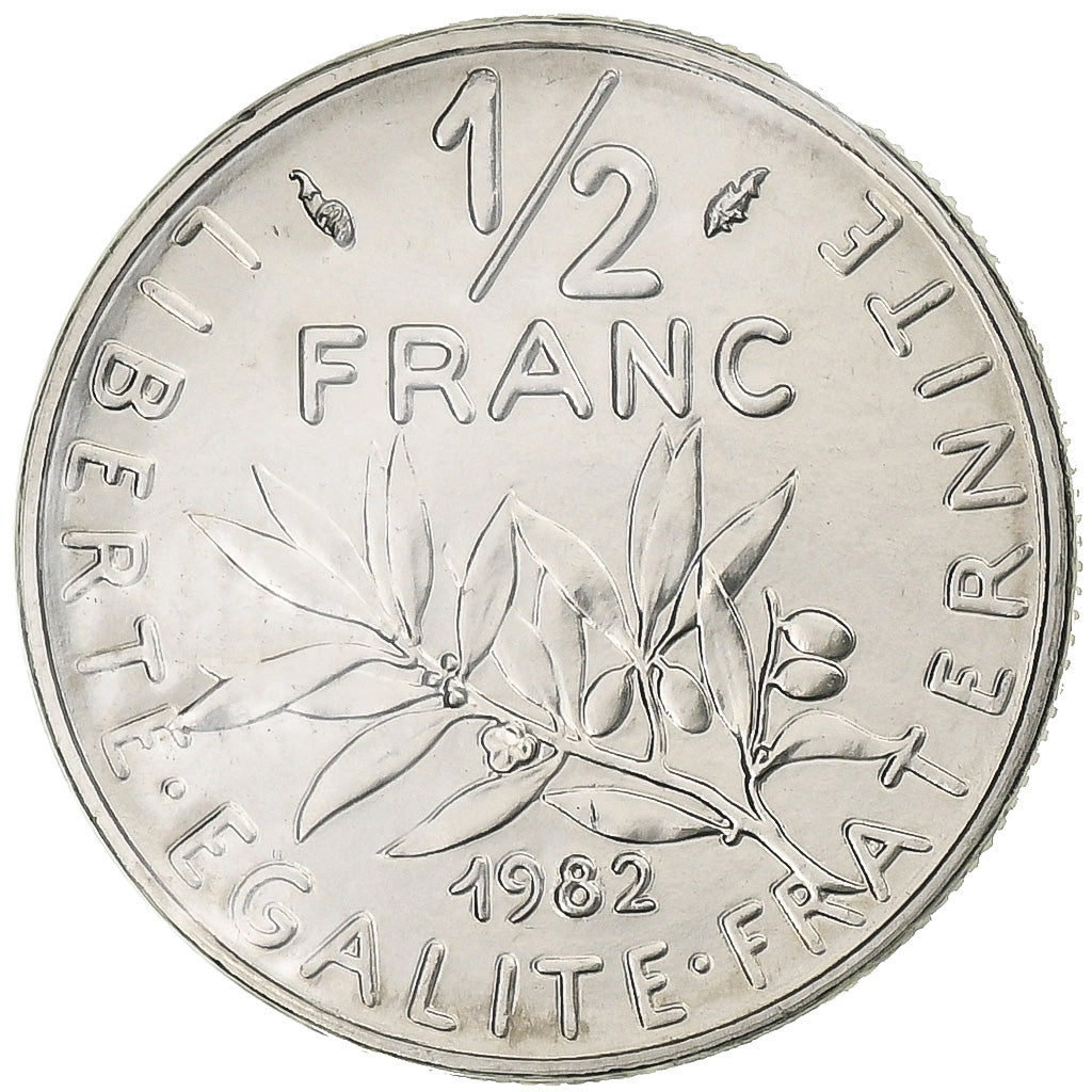 France, 1/2 Franc, Semeuse, 1982, Paris, série FDC, Nickel, MS(65-70)