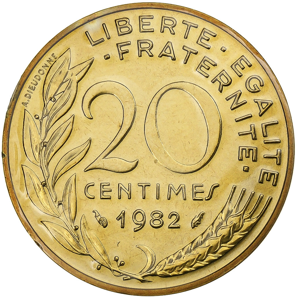 Moneta, Francia, Marianne, 20 Centimes, 1982, Paris, série FDC, FDC