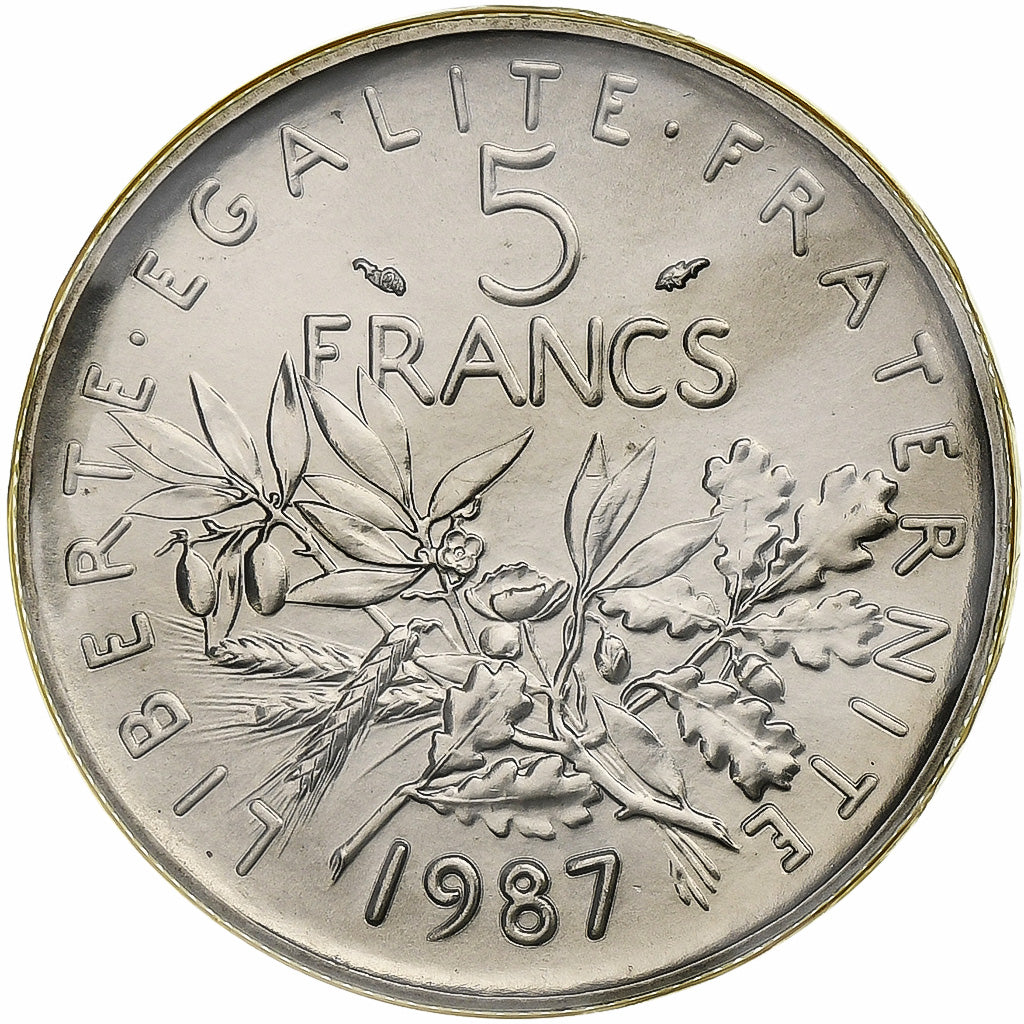 Francia, 5 Francs, Semeuse, 1987, Paris, FDC, Nichel placcato rame-nichel, FDC