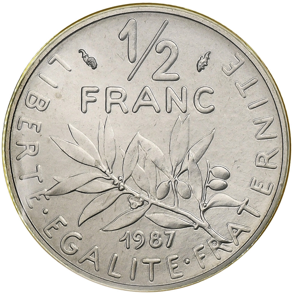 Frankreich, 1/2 Franc, Semeuse, 1987, Paris, FDC, Nickel, STGL, Gadoury:429